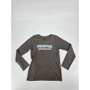 Patagonia Shirt Top Children's Size Large L 12 Long Sleeve 100% Cotton gray